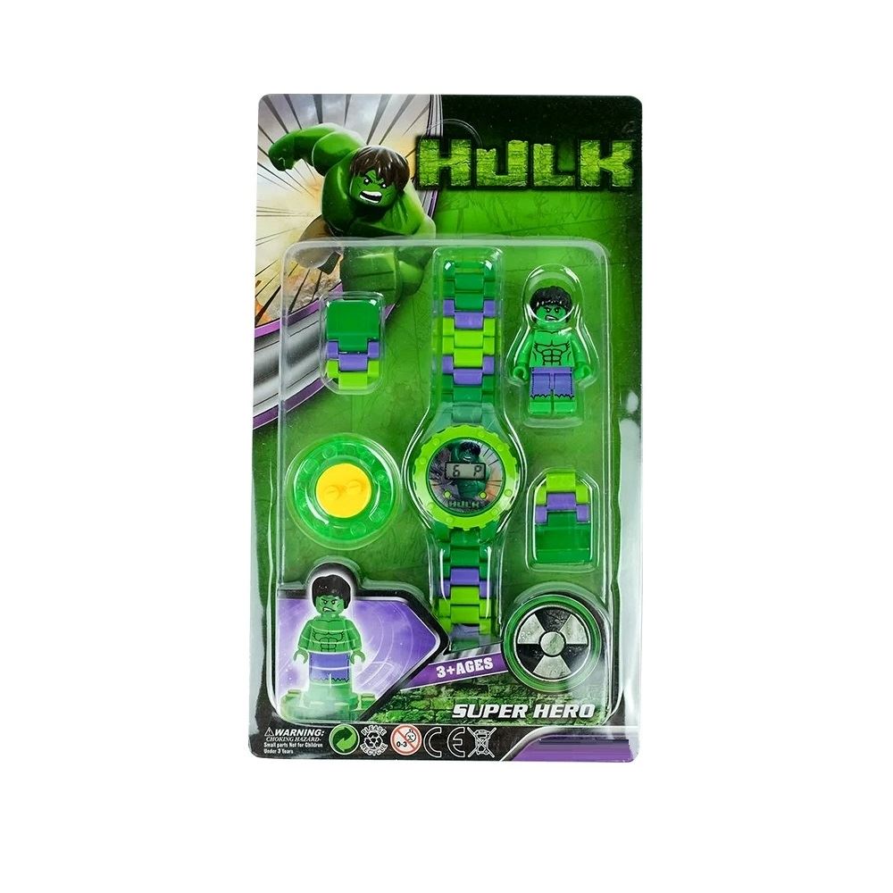 RELOJ PARA NIÑO TIPO LEGO DE HULK